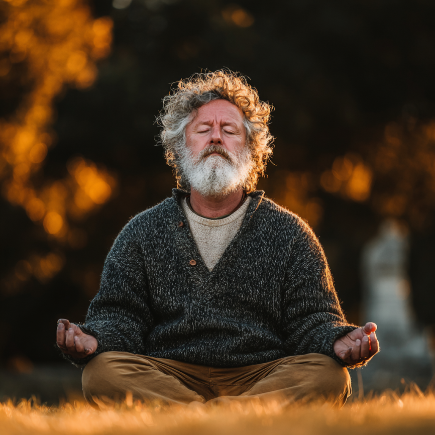 Група літніх людей практикує йогу в студії